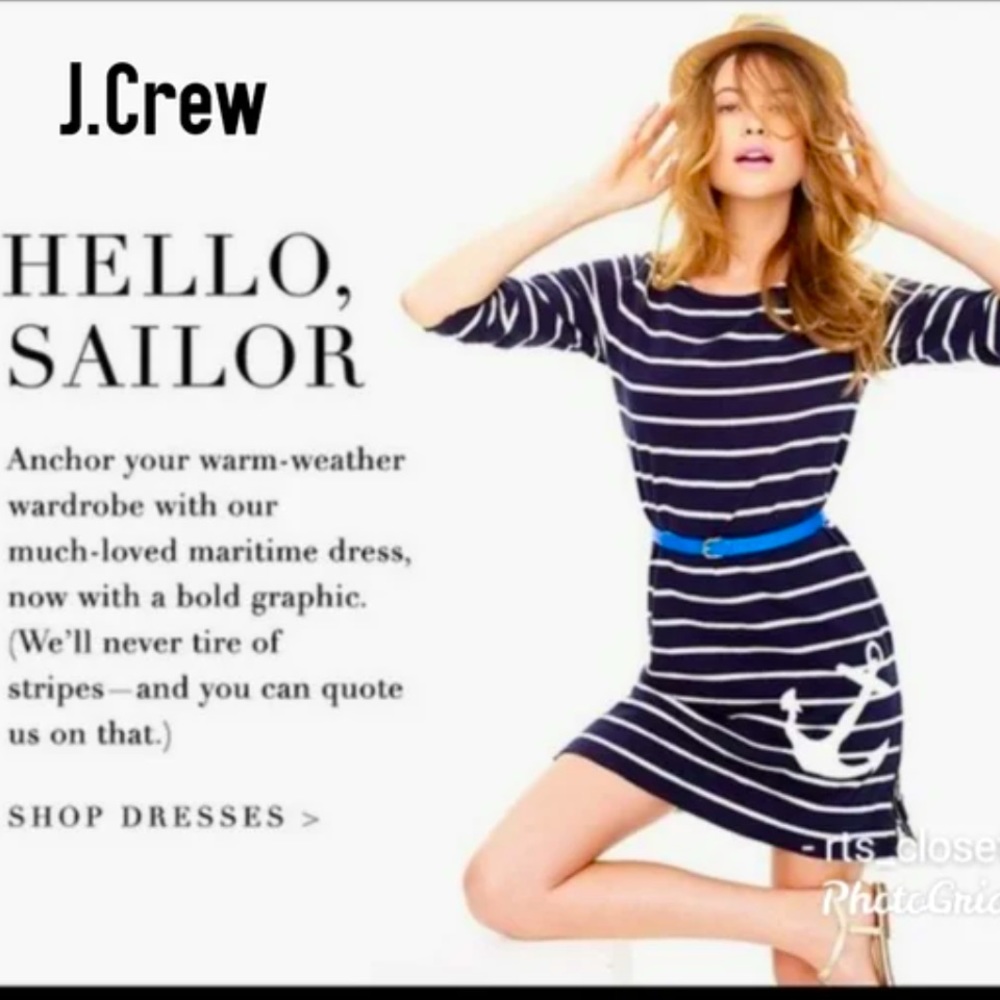 J.Crew Nautical Anchor Dress Navy/White Stripes with Bold White Anchor